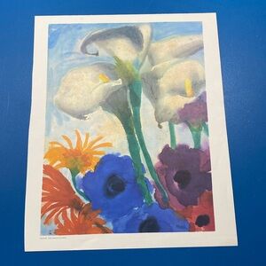 Art Print: Emil Nolde Calla Lilies, Anemones and Gerbera 18x15 unmatted unframed